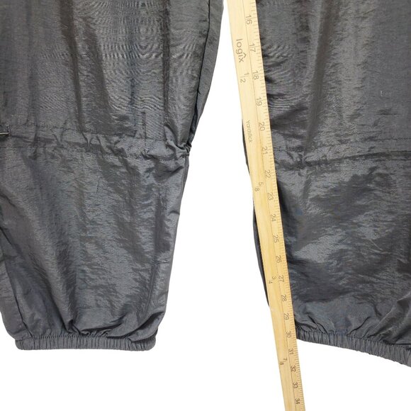 Black Nylon Mens Drawstring Elastic Waist Pants With Pockets & Adjustable Hem - Picture 9 of 9